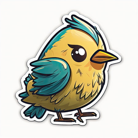 sticker design of bird, vector, white backgroundの素材
