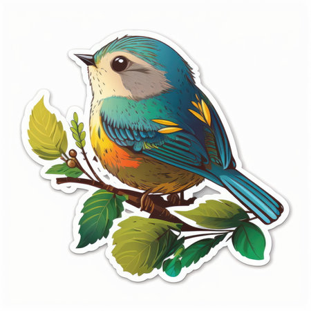 sticker design of bird, vector, white backgroundの素材