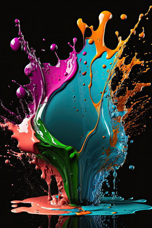 Abstract paint color background with splashes, oil paint, vector illustration, Made by AI,Artificial intelligenceの素材