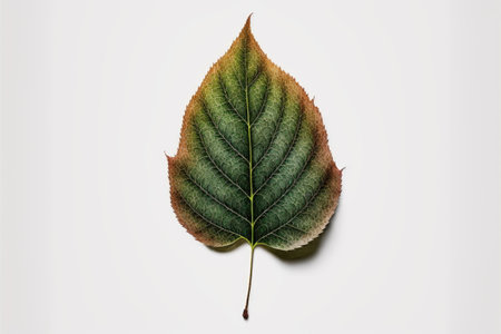 Green leaf on white background, Made by AI,Artificial intelligenceの素材