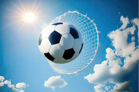 Soccer ball hits goal net, Made by AI,Artificial intelligenceの素材