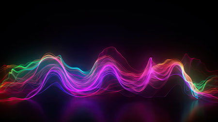 colorful neon wavy ribbons, spectrum lightの素材