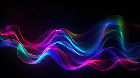 colorful neon wavy ribbons, spectrum lightの素材