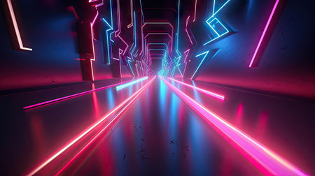 colorful neon wavy ribbons, spectrum lightの素材