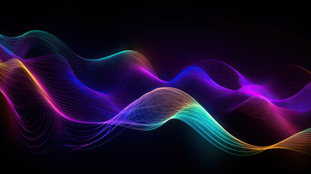 colorful neon wavy ribbons, spectrum lightの素材