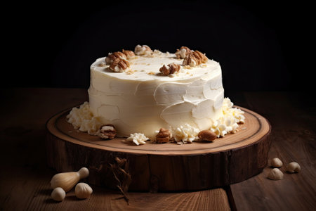white chocolate cake on the table, dessertの素材