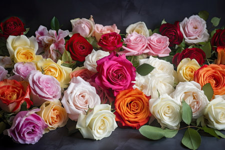 wedding flower backdrop, colorful, fresh rose, bunch of flowerの素材