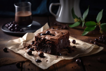 Chocolate Brownie, dessert on the tableの素材
