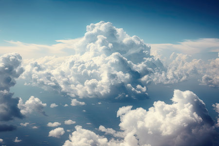 blue sky with clouds background, summer time, beautiful skyの素材