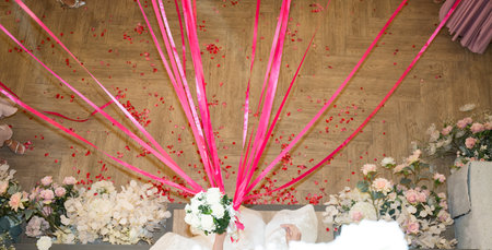 bride hand holding flower, love concept, love couple, wedding, marriageの素材