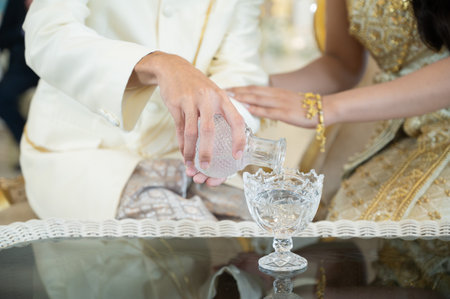 Water Pouring, Thai Traditional Ceremony, Engagementの素材