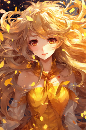 anime girl with long hairの素材