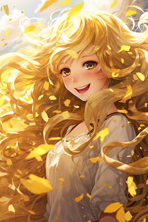 anime girl with long hairの素材