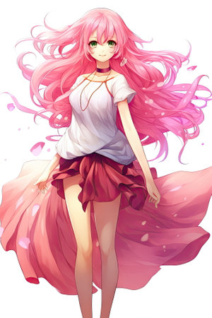 anime girl with long hairの素材