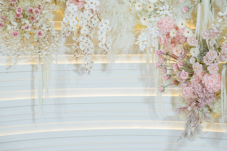 wedding flower backdrop background, colorful background, fresh rose, bunch of flowerの素材