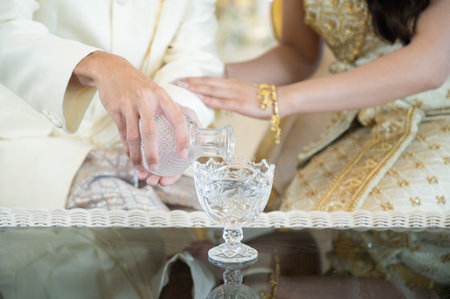 Water Pouring, Thai Traditional Ceremony, Engagementの素材