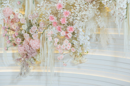 wedding flower backdrop background, colorful background, fresh rose, bunch of flowerの素材