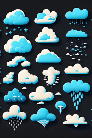 Collection set of cloud vector illustration, Made by AI,Artificial intelligenceの素材