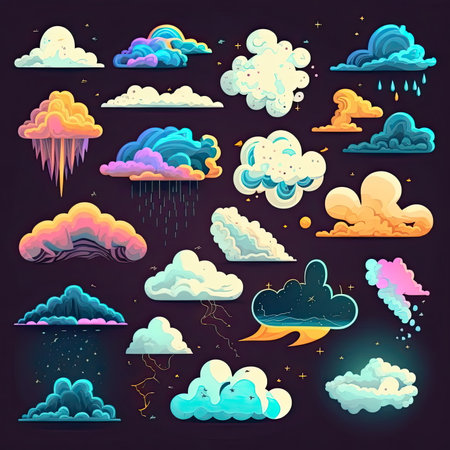 Collection set of cloud vector illustration, Made by AI,Artificial intelligenceの素材