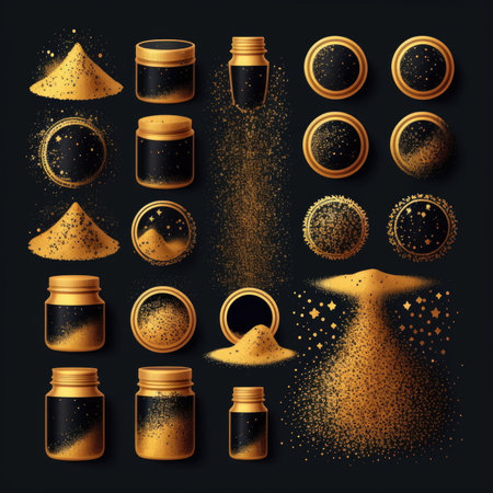 Collection set of gold dust vector illustration, Made by AI,Artificial intelligenceの素材