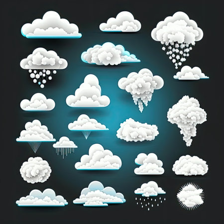 Collection set of cloud vector illustration, Made by AI,Artificial intelligenceの素材