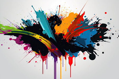 Abstract paint color background with splashes, oil paint, vector illustration, Made by AI,Artificial intelligenceの素材