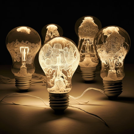 light bulb lamps , dark backgroundの素材