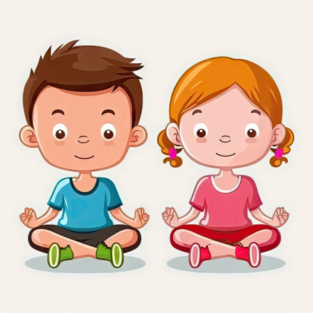 cartoon yoga, white background, vector illustration, Made by AI, Artificial intelligenceの素材
