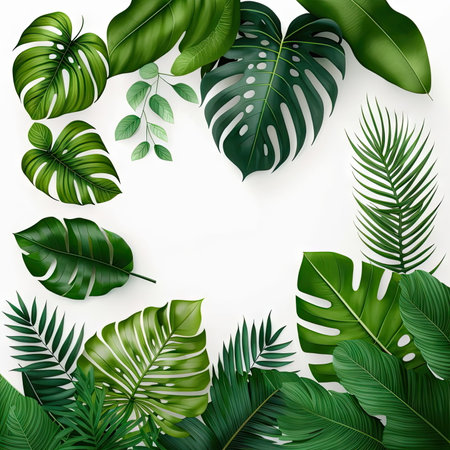 textile repeat pattern of green leaf frameの素材
