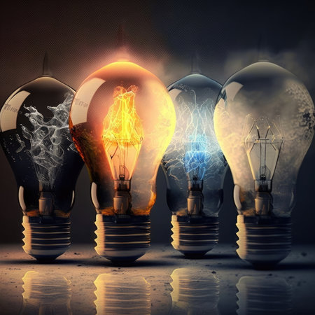light bulb lamps , dark backgroundの素材
