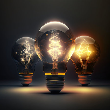 light bulb lamps , dark backgroundの素材