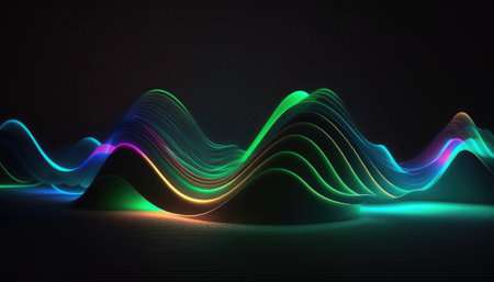 abstract background of colorful, line glowing in the dark, light wallpaperの素材
