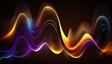 abstract background of colorful, line glowing in the dark, light wallpaperの素材