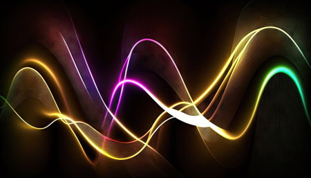 abstract background of colorful, line glowing in the dark, light wallpaperの素材