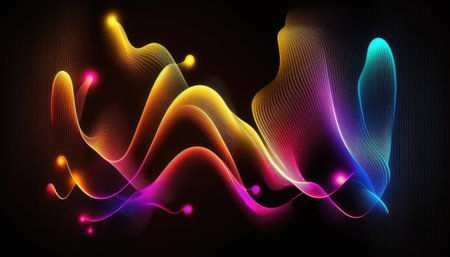 abstract background of colorful, line glowing in the dark, light wallpaperの素材