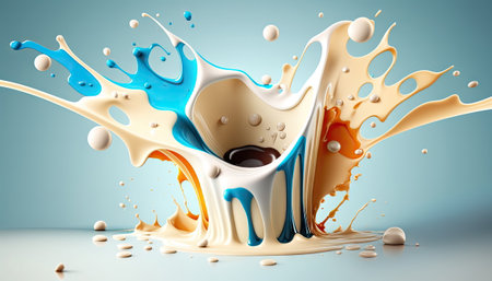 splash milk with blue background, Made by AI,Artificial intelligenceの素材