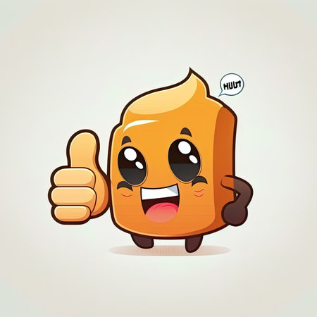 Thumb up signal, cartoon character, vector illustration, white background, Made by AI,Artificial intelligenceの素材