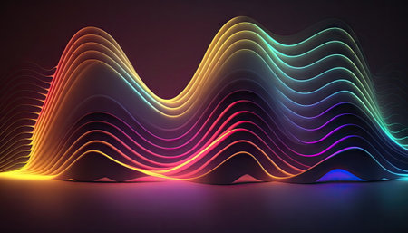abstract background of colorful, line glowing in the dark, light wallpaperの素材