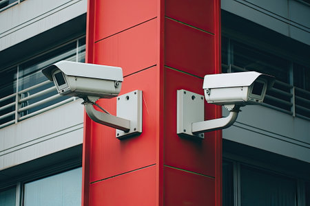 CCTV operating outside the officeの素材