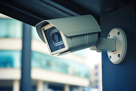 CCTV operating outside the officeの素材