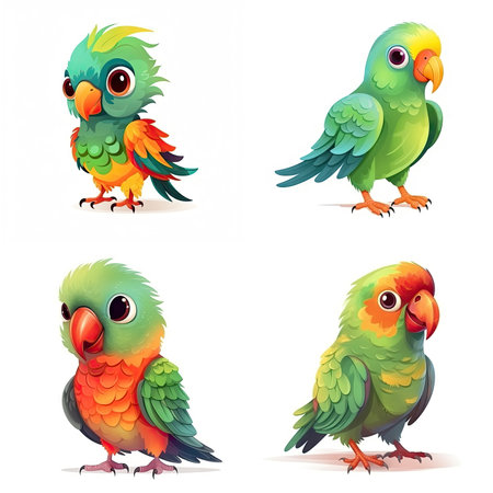 Cartoon character of Parrot bird, white backgroundの素材