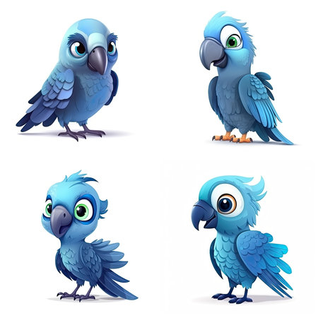 Cartoon character of Parrot bird, white backgroundの素材