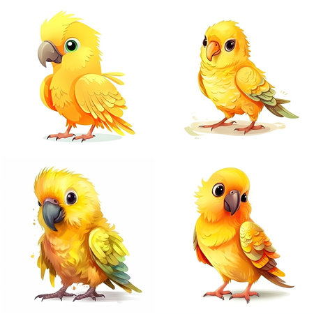 Cartoon character of Parrot bird, white backgroundの素材