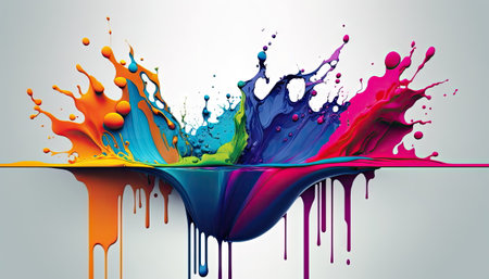 Abstract paint color background with splashes, oil paint, vector illustration, Made by AI,Artificial intelligenceの素材