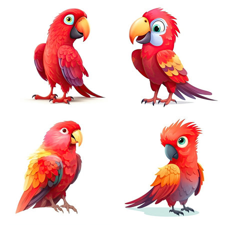 Cartoon character of Parrot bird, white backgroundの素材