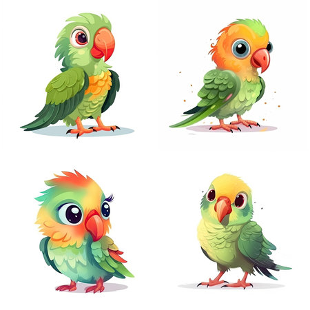 Cartoon character of Parrot bird, white backgroundの素材