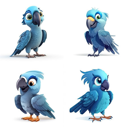Cartoon character of Parrot bird, white backgroundの素材