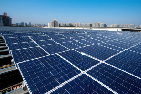 Solar cells on the roof, save the powerの素材