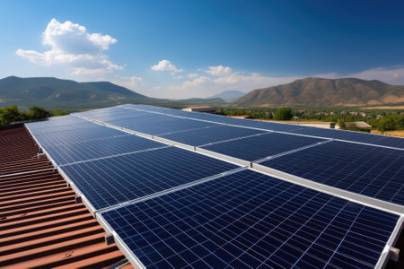 Solar cells on the roof, save the powerの素材