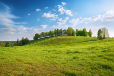 natural landscape with green grass field, spring summer landscapeの素材